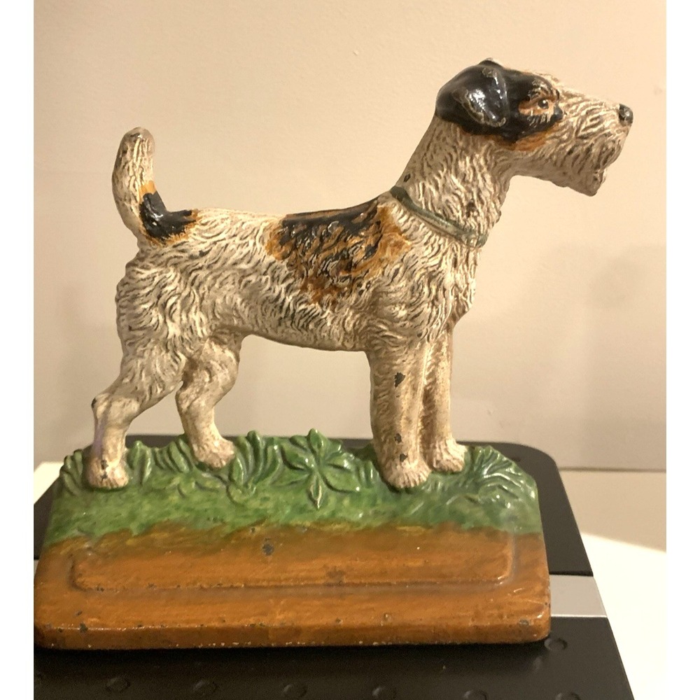 Hubley Cast Iron Airedale Fox Terrier Dog Bookend Doorstop #294 Vintage Fine - Picture 13 of 16